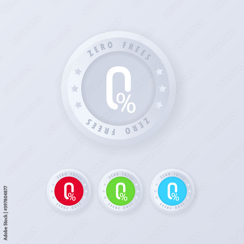 zero-fees-button-in-3d-style-zero-fees-icon-set-stamp-vector