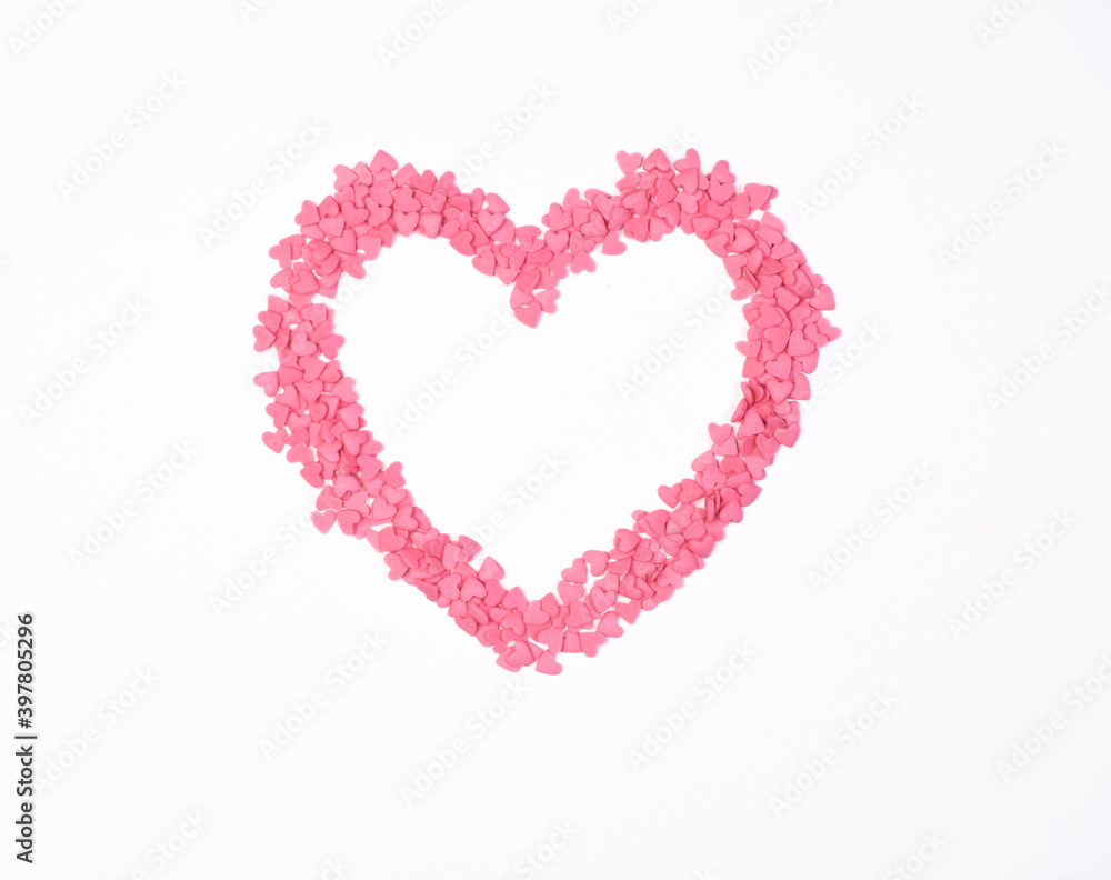 Pink heart for valentine's day, wedding. Banner, copy space, text space.