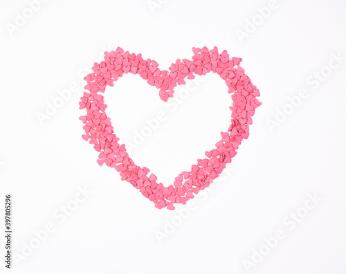 Pink heart for valentine s day  wedding. Banner  copy space  text space.