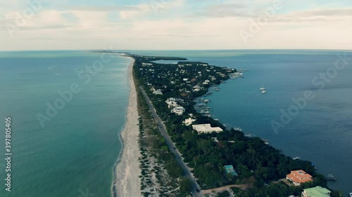 A view down the length of Captiva Island, FL from a drone. photo