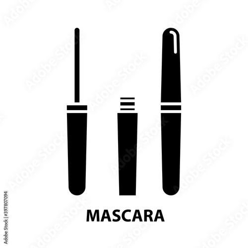 mascara symbol icon, black vector sign with editable strokes, concept illustration