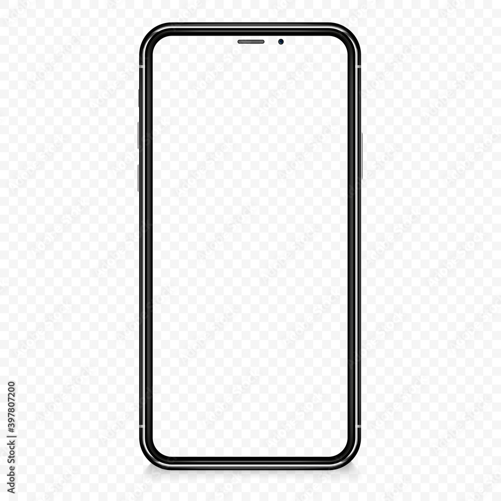 Photo Realistic Frameless Smartphone Screen Vector Mockup Isolated on ...