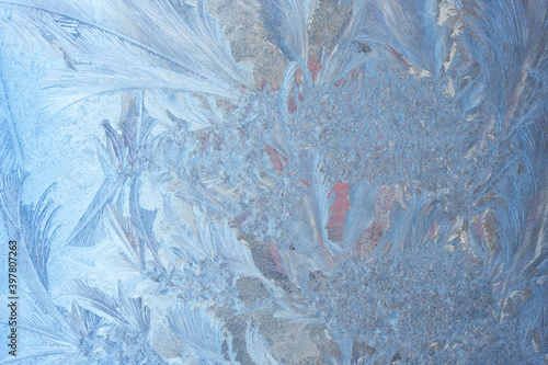 Obraz na plátne Completely frozen window on transparent glass