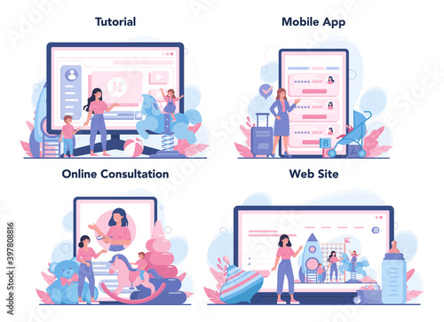 Babysitter service or nanny agency online service or platform set
