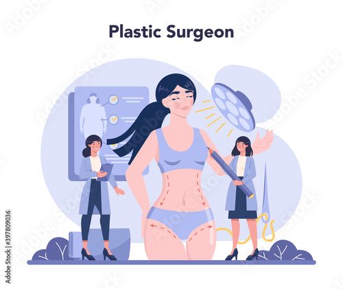 Plastic surgery concept. Idea of body correction. Breast