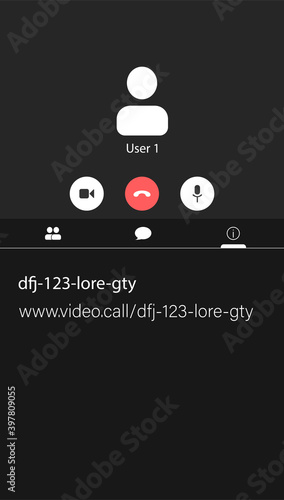 UI/UX Video conference, video meet calls window overlay. Mobile Version.