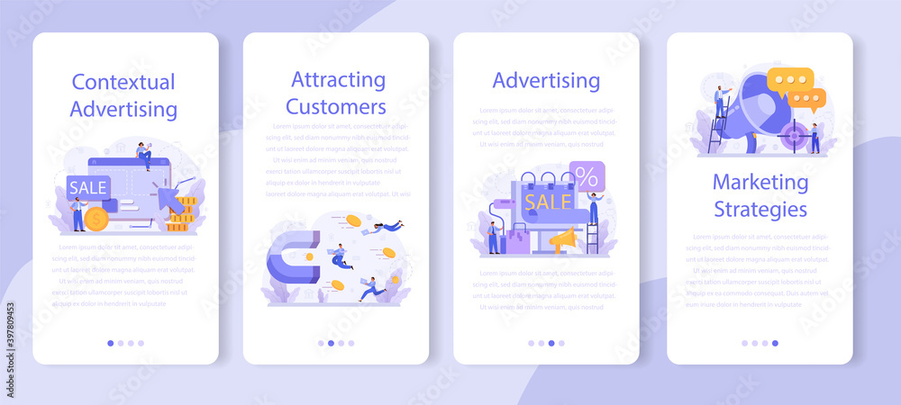 Advertsing mobile application banner set. Commercial advertisement Advertsing mobile application banner set. Commercial advertisement