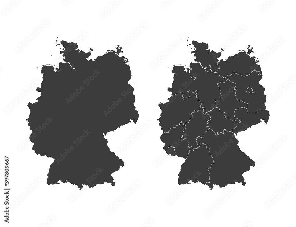 Germany map, states border map. Vector illustration.