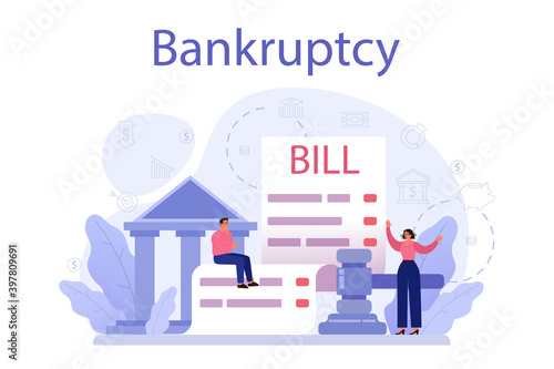 Bankruptcy concept. Financiall crisis with falling down