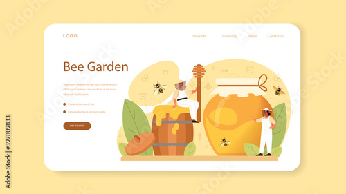 Hiver or beekeeper web banner or landing page. Professional