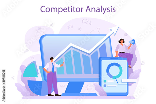 Competitor analysis concept. Market research and business