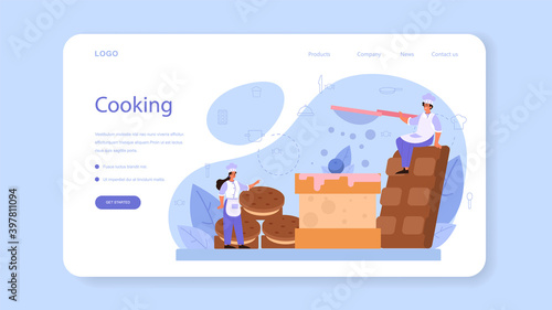 Confectioner web banner or landing page. Professional confectioner