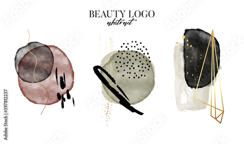 Watercolor earthy Painting minimalist hand drawn illustration for wall decoration, postcard, logo, social media icons, brochure design. Vector EPS10.