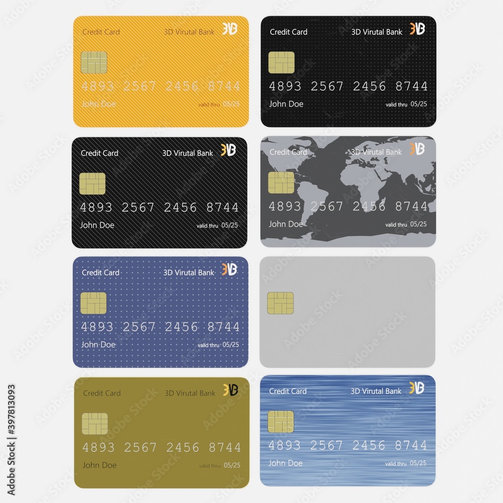 Realistic 3D Render of Credit Cards