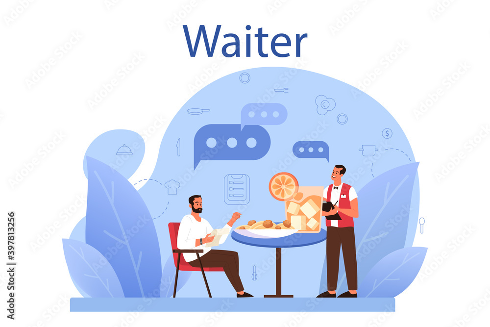 Waiter concept. Restaurant staff in the uniform, catering service