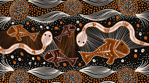 Underwater painting in aboriginal style