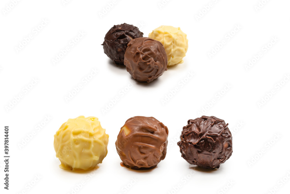 Chocolate truffle isolated on white background. Chocolate truffle isolated on white background.