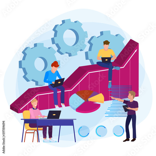 Business intelligence, analytics and business planning. An abstract metaphor for data management software, analytics.