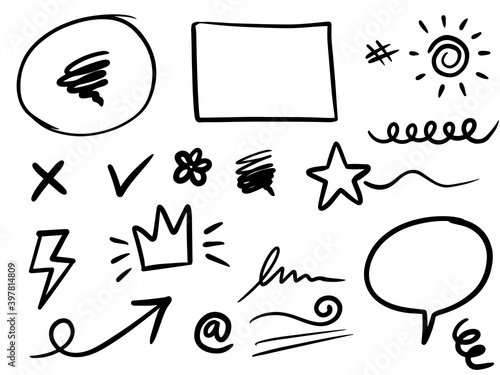 Hand drawn set elements, for concept design. vector illustration. 