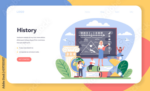 History web banner or landing page. History school subject.