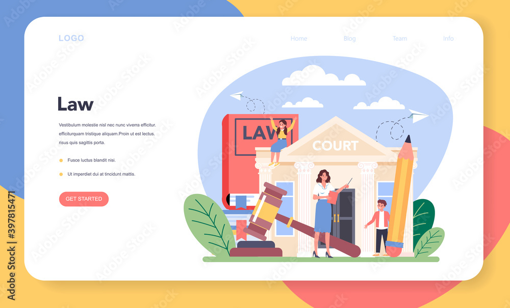 Law class web banner or landing page. Punishment and judgement