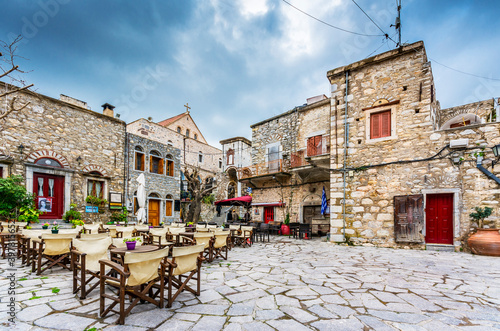 Mesta Village street view in Chios Island photo