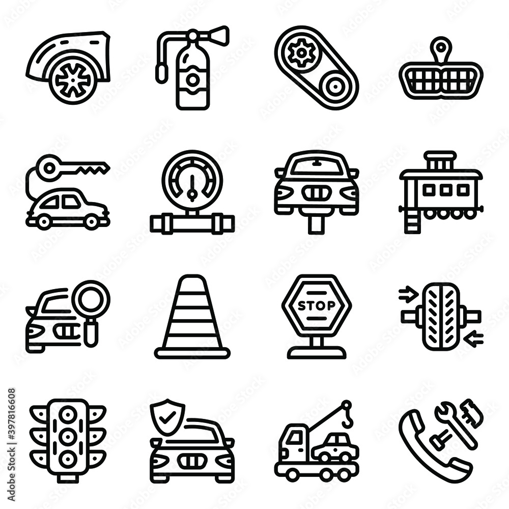 Car Components and Service Icons in Modern Filled Style
Car Components and Service Icons in Modern Filled Style