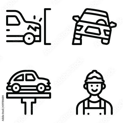  Car Services and Workshop Icons in Modern Filled Style 