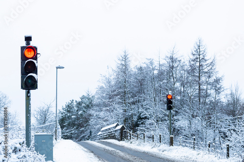 first snow fall in Auchinleck scotland photo