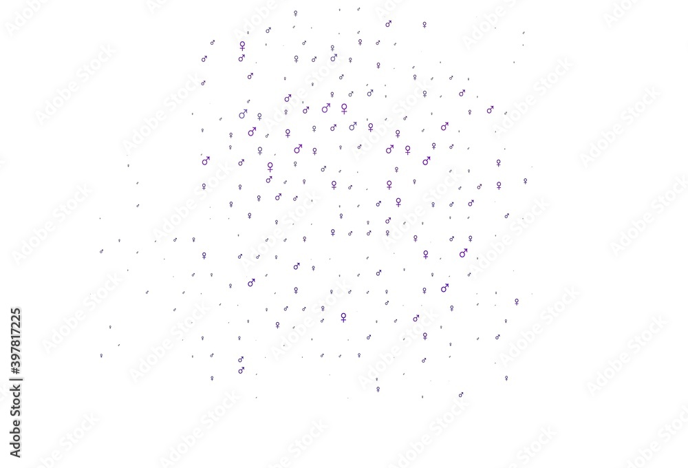 Light purple vector template with man, woman symbols.