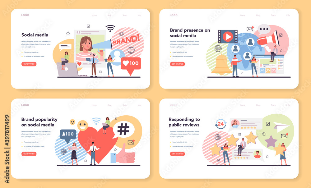 Social media web banner or landing page set. Internet communication Social media web banner or landing page set. Internet communication