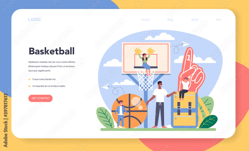 Physical education or school sport class web banner or landing Physical education or school sport class web banner or landing