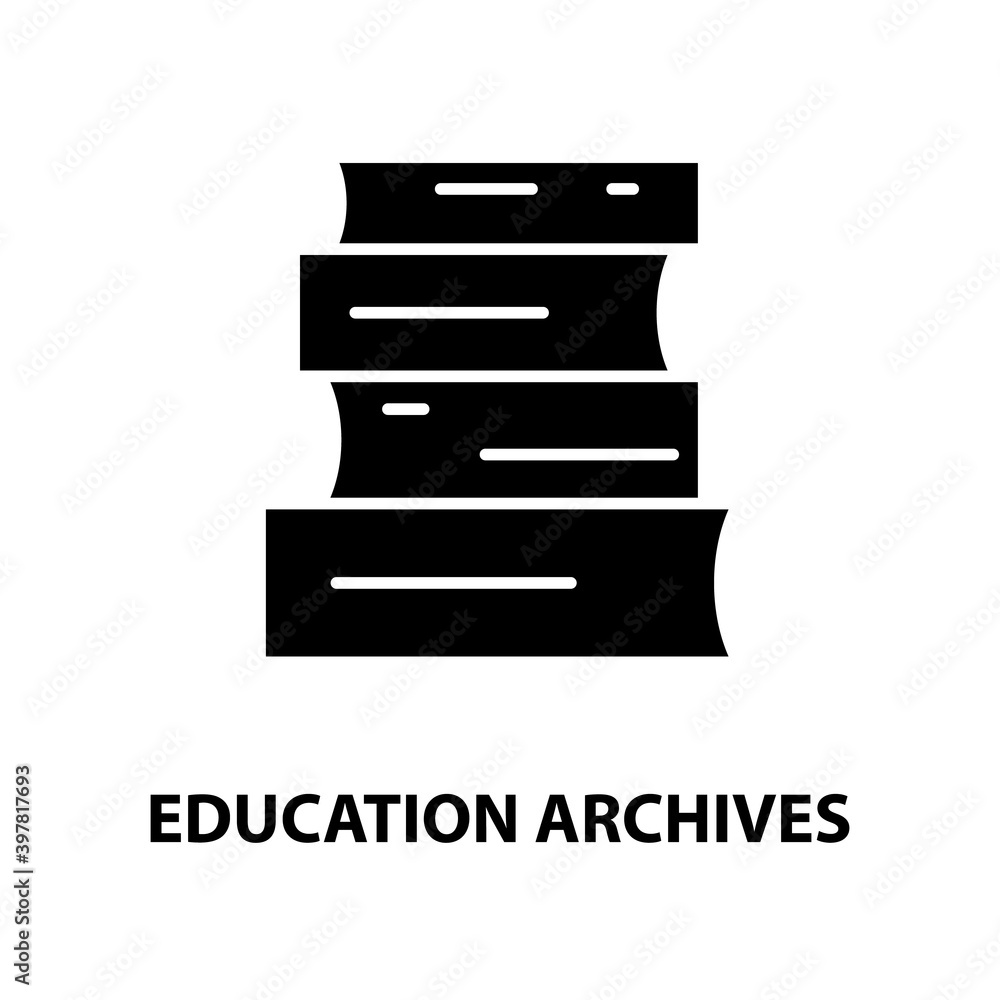 education archives icon, black vector sign with editable strokes, concept illustration education archives icon, black vector sign with editable strokes, concept illustration