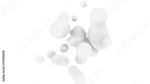 Motion design. Abstract white figure on a white background. Seamless loop.