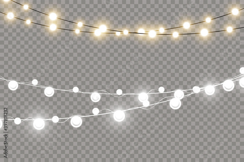 Vector Christmas lights, isolated on a transparent background