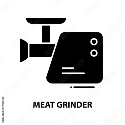 meat grinder icon, black vector sign with editable strokes, concept illustration