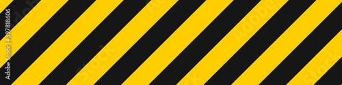 Stripe line background vector illustration. Diagonal yellow and black stripe lines pattern.