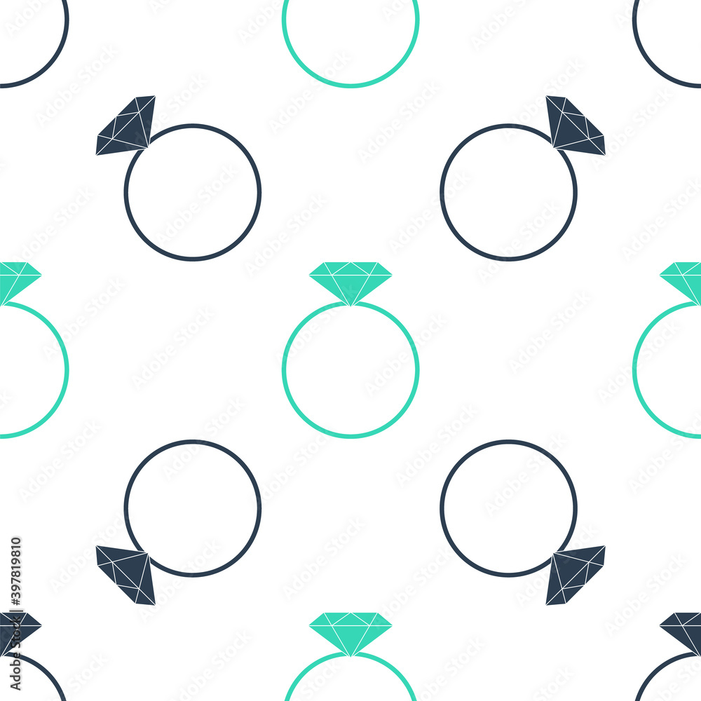 Green Diamond engagement ring icon isolated seamless pattern on white background. Vector. Green Diamond engagement ring icon isolated seamless pattern on white background. Vector.