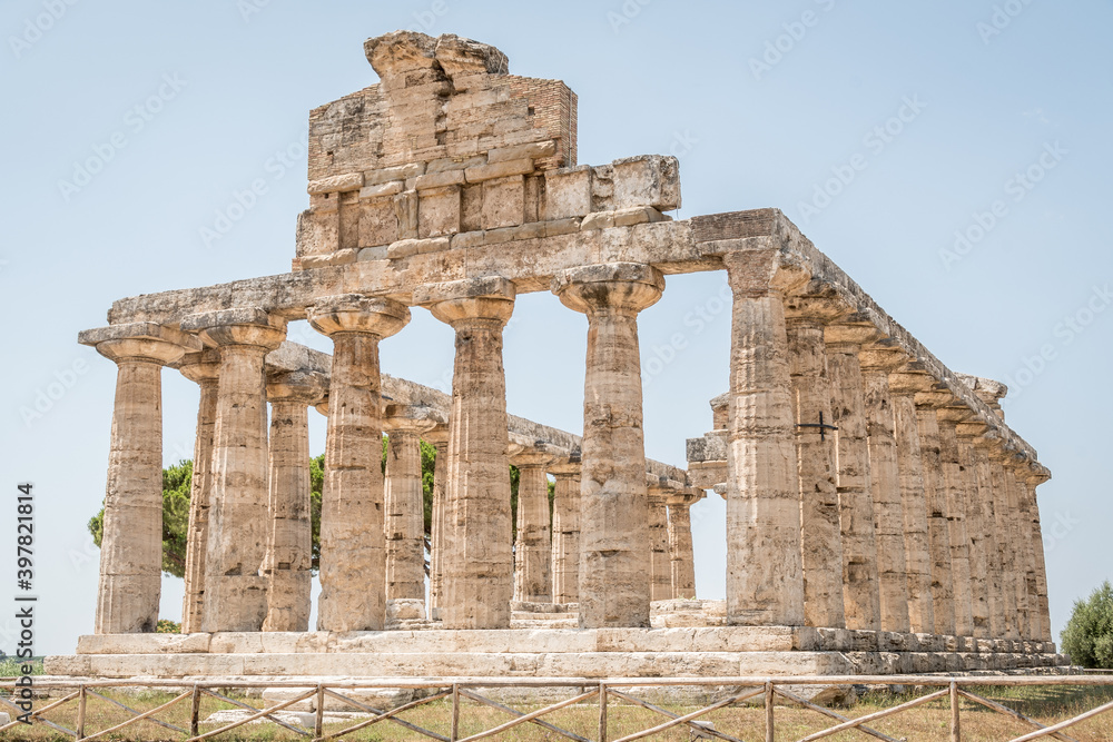 Obraz premium Archaeological site of Paestum , Temple of Athena, Campania, Italy