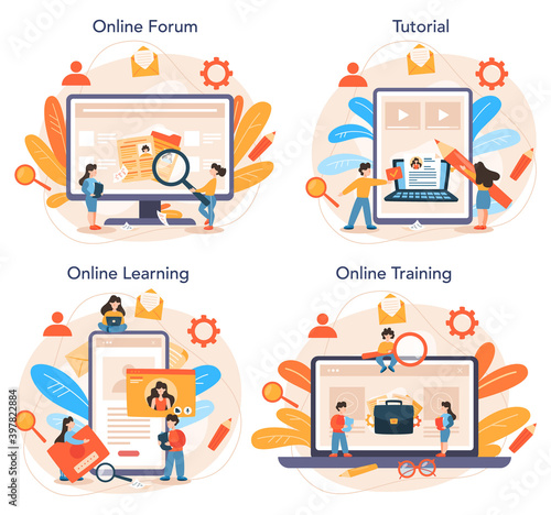 Job interview online service or platform set. Idea of employment and hiring.