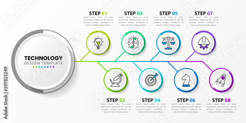 Infographic design template. Technology concept with 8 steps