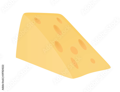 Piece of gauda cheese. vector