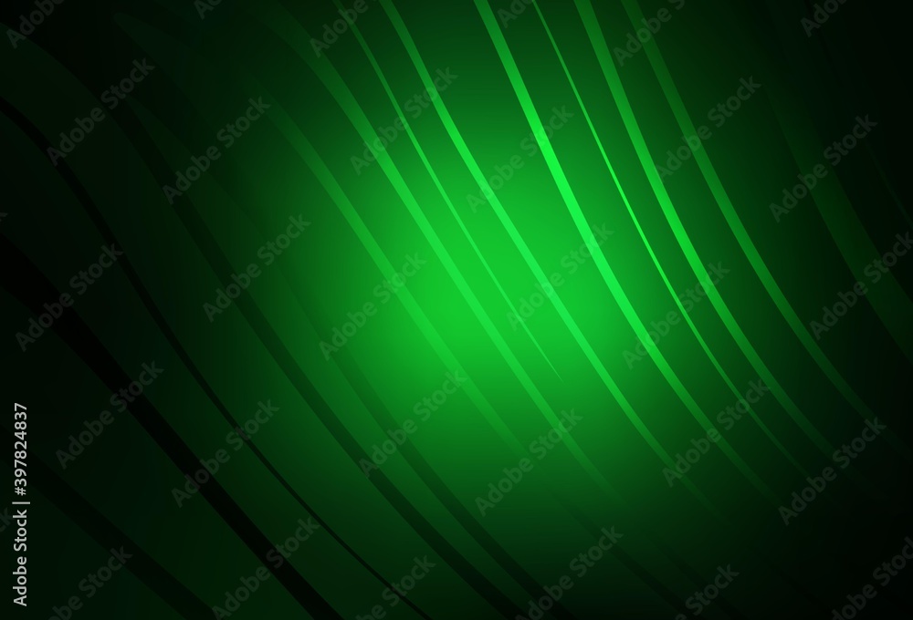 Dark Green vector layout with curved lines. Dark Green vector layout with curved lines.