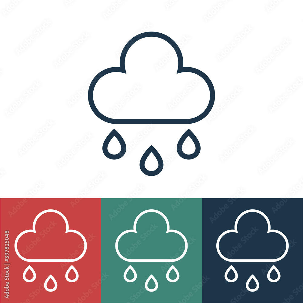 Linear vector icon with rain Linear vector icon with rain