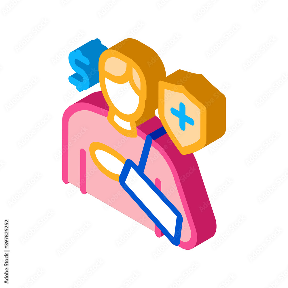 trauma insurance icon vector. isometric trauma insurance sign. color isolated symbol illustration