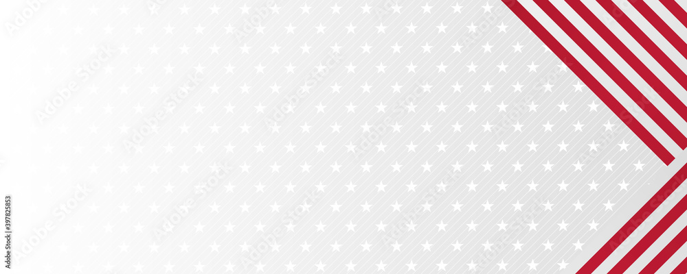 Fototapeta premium Waving American Stars and Stripes made in two colors isolated on white