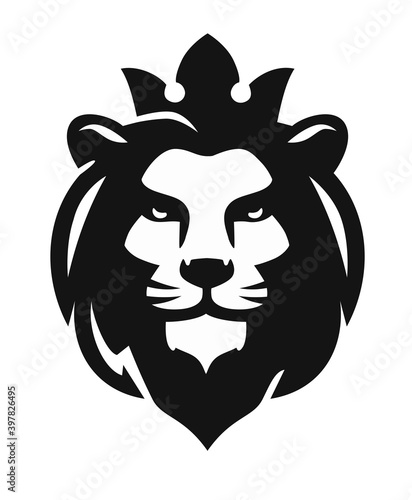 lion head emblem on white background