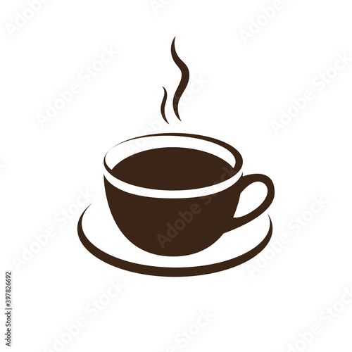 Coffee cup icon on white background. Vector Illustration