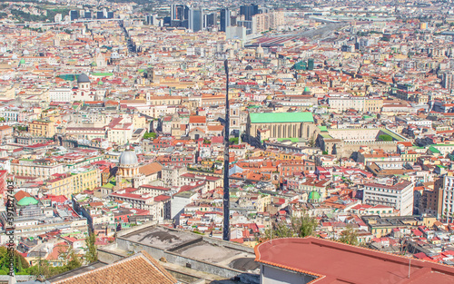 Naples, Italy - a straight and narrow street that traverses the old city, Spaccanapoli (Naples splitter) cuts the city for 2 km. Here in particular Spaccanapoli seen from Vomero Hill photo