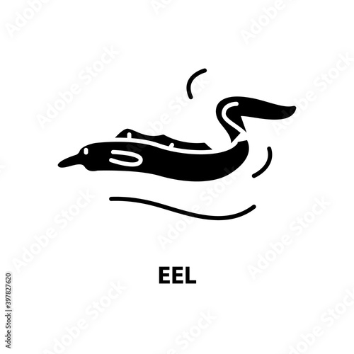 eel icon, black vector sign with editable strokes, concept illustration